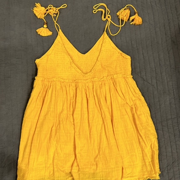 Free People Endless Summer dress tunic babydoll style yellow Sz small - Picture 7 of 7